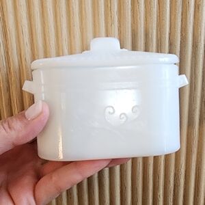 Vintage Milk Glass Covered Dish, Oval Boiler Shaped Westmoreland